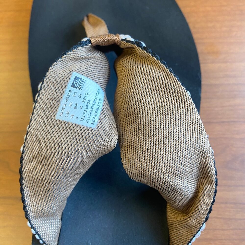 REEF Beige Black Spring Woven Women's Flip Flop Sandals size 9 - Picture 9 of 12